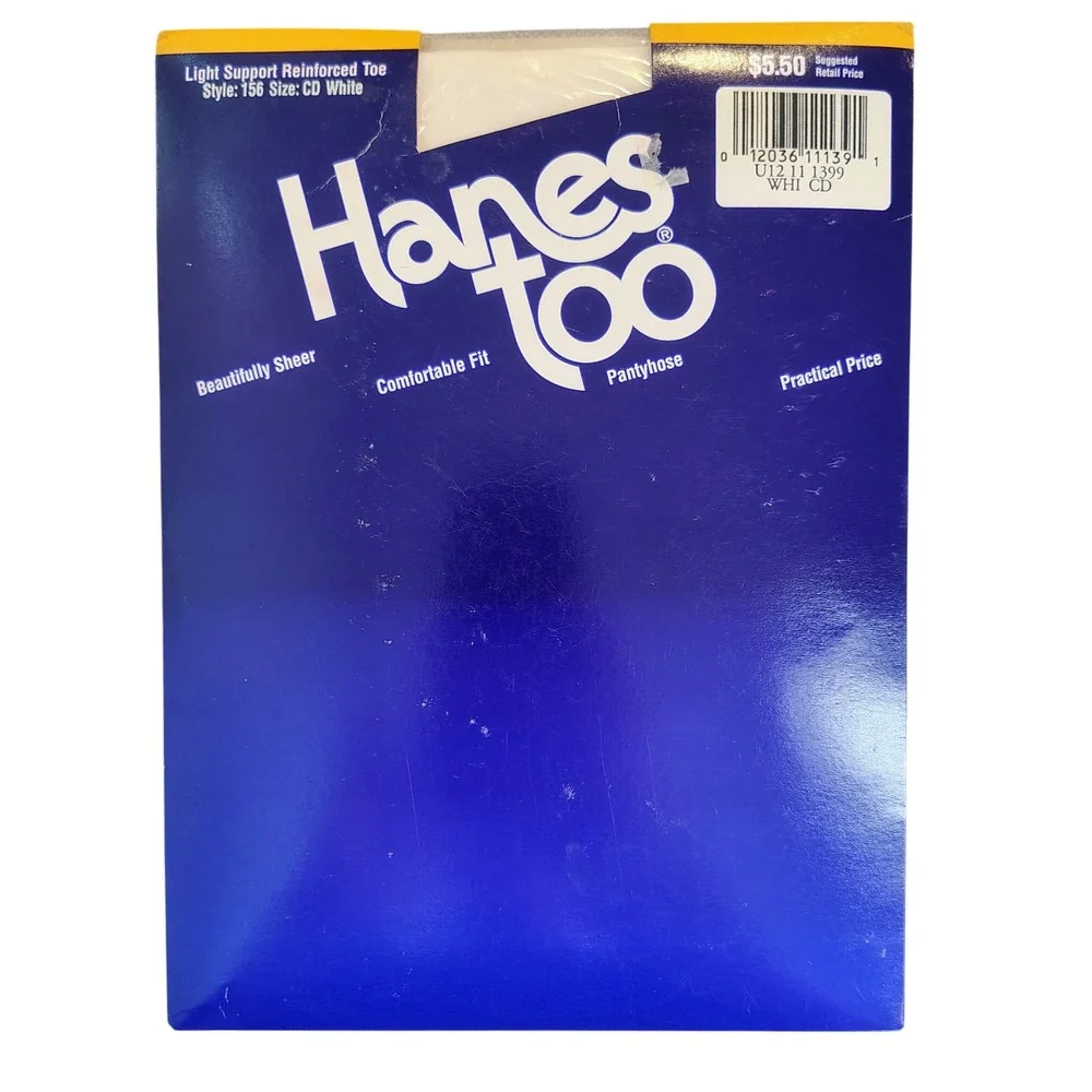 NWT Hanes Womens SZ CD Hanes Too Sheer Pantyhose White Vintage 90s Coquette